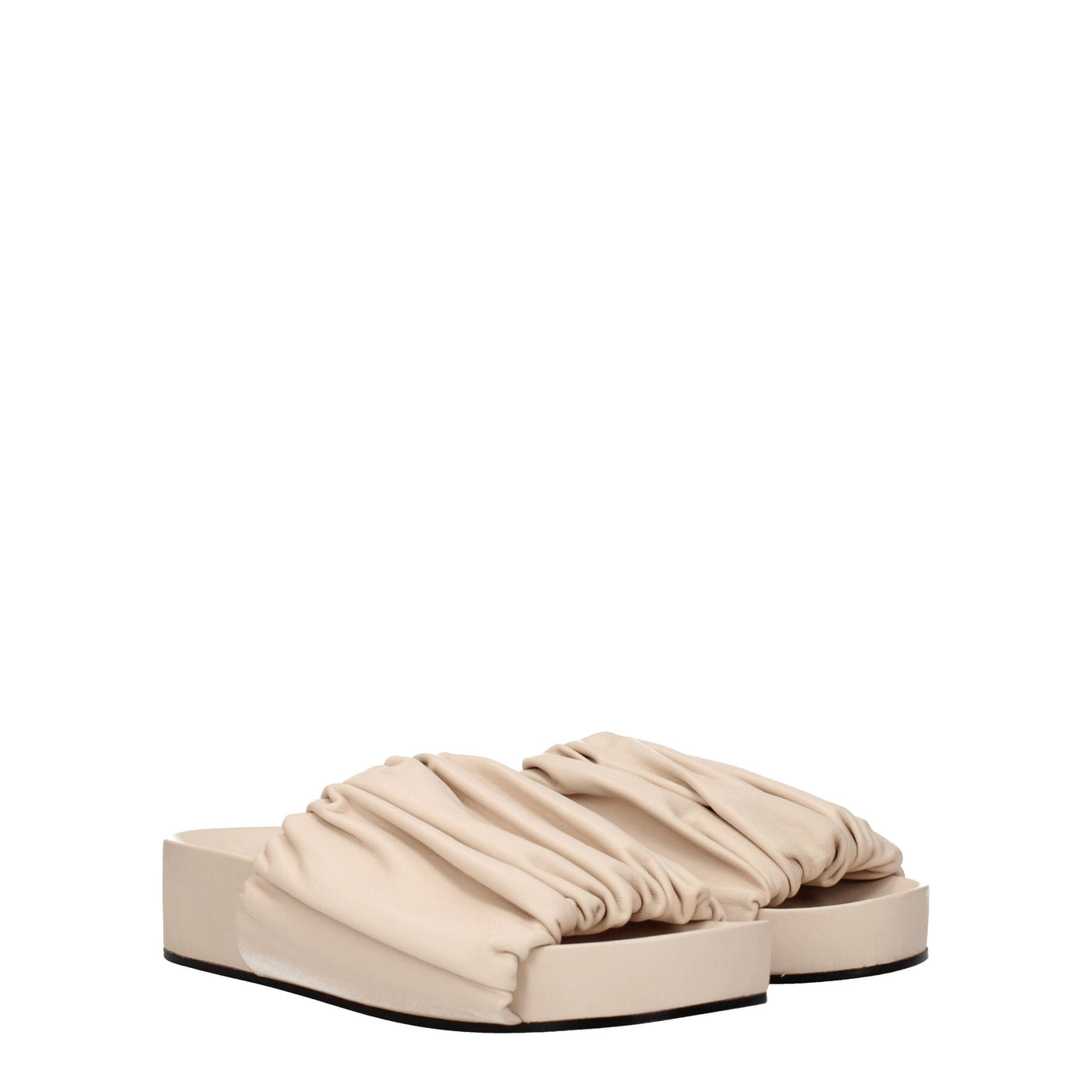Jil Sander Roze Leren Pantoffels Sandalen