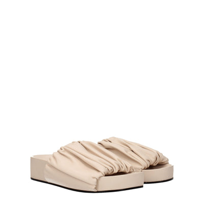 Jil Sander Roze Leren Pantoffels Sandalen