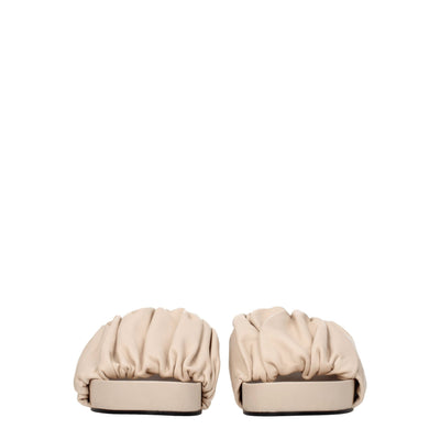 Jil Sander Roze Leren Pantoffels Sandalen