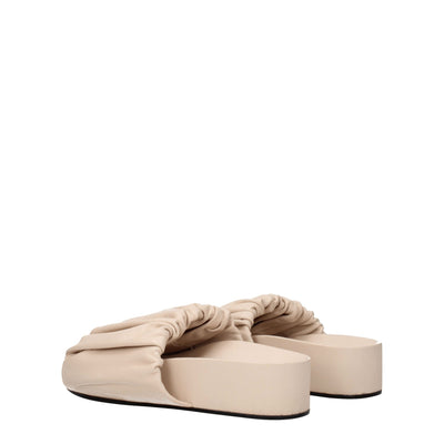 Jil Sander Roze Leren Pantoffels Sandalen