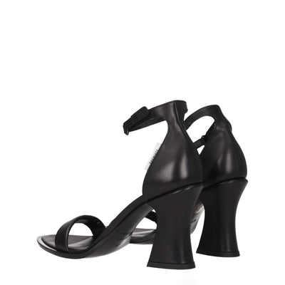 Premiata Black Leather Flat Sandals