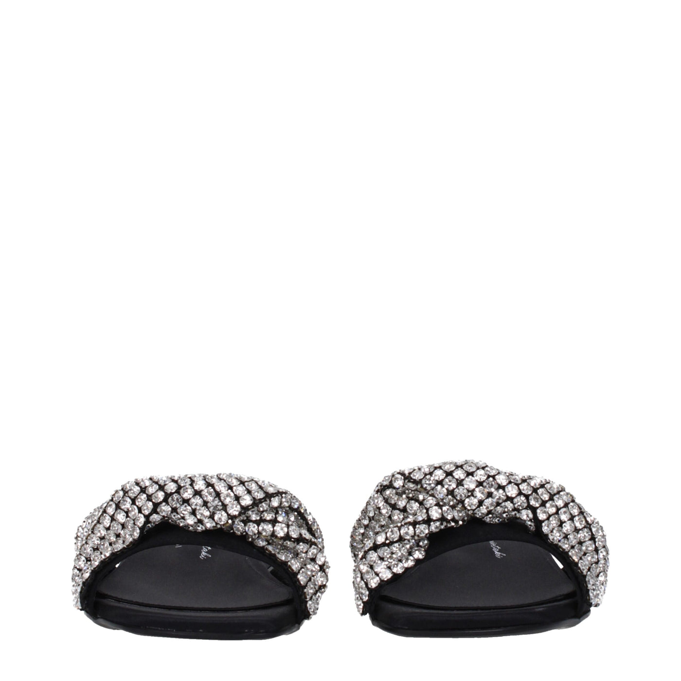 Sergio Rossi Zwarte Satijnen Pantoffels Sandalen