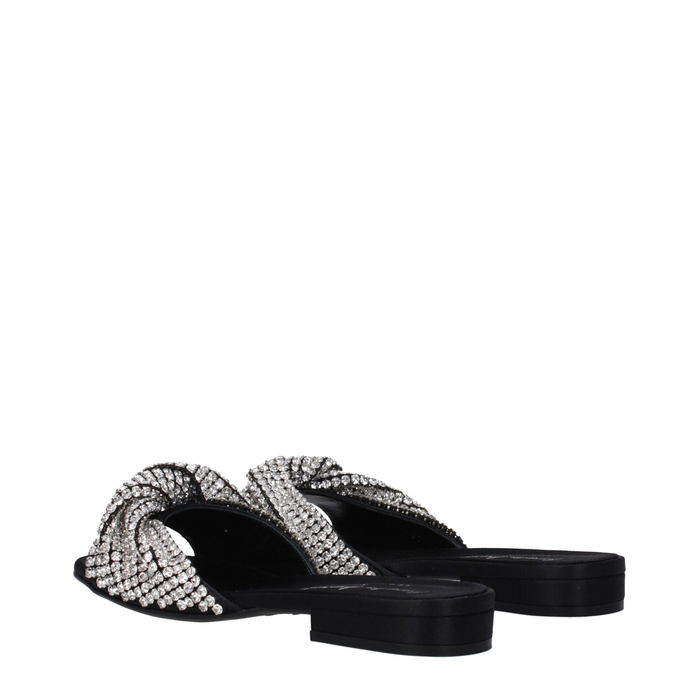 Sergio Rossi Zwarte Satijnen Pantoffels Sandalen