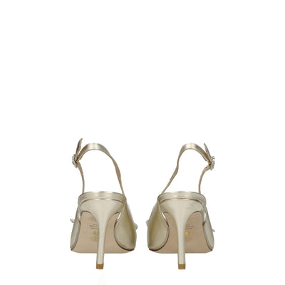 Stuart Weitzman Gold Leather Stiletto Heels Sandals