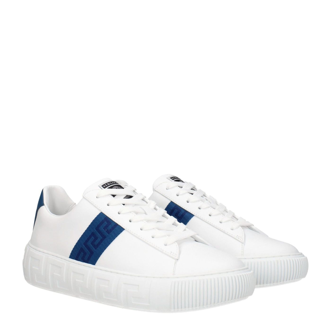 Versace Witte Leren Lage Schoenen