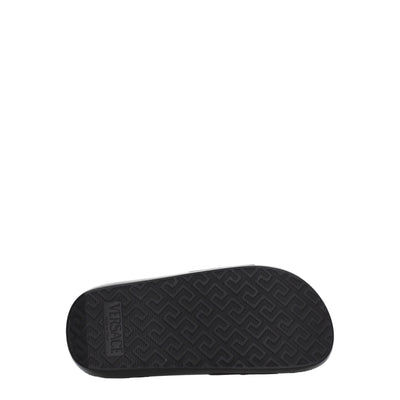 Versace Black Leather Slippers Sandals