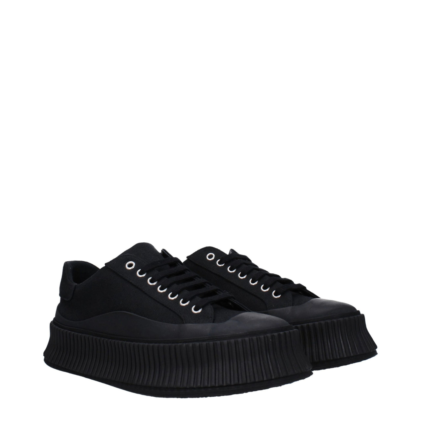 Baskets à plateforme en tissu noir Jil Sander