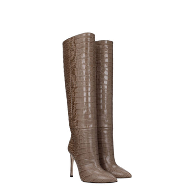 Paris Texas beige leren laarzen met hoge hak