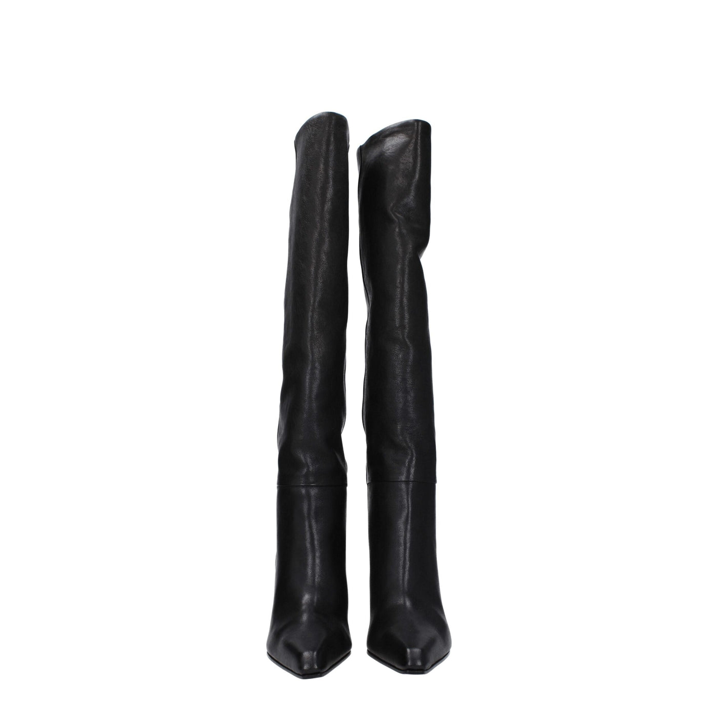 Paris Texas Black Leather High Heel Boots
