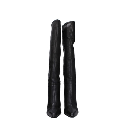 Paris Texas Black Leather High Heel Boots