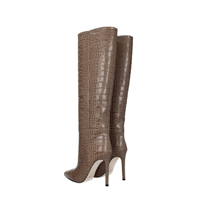 Paris Texas beige leren laarzen met hoge hak