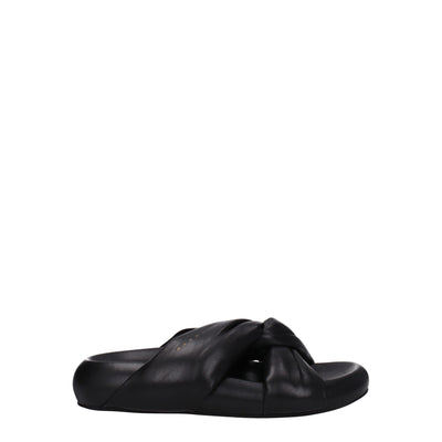 Sandales chaussons en cuir noir Marni