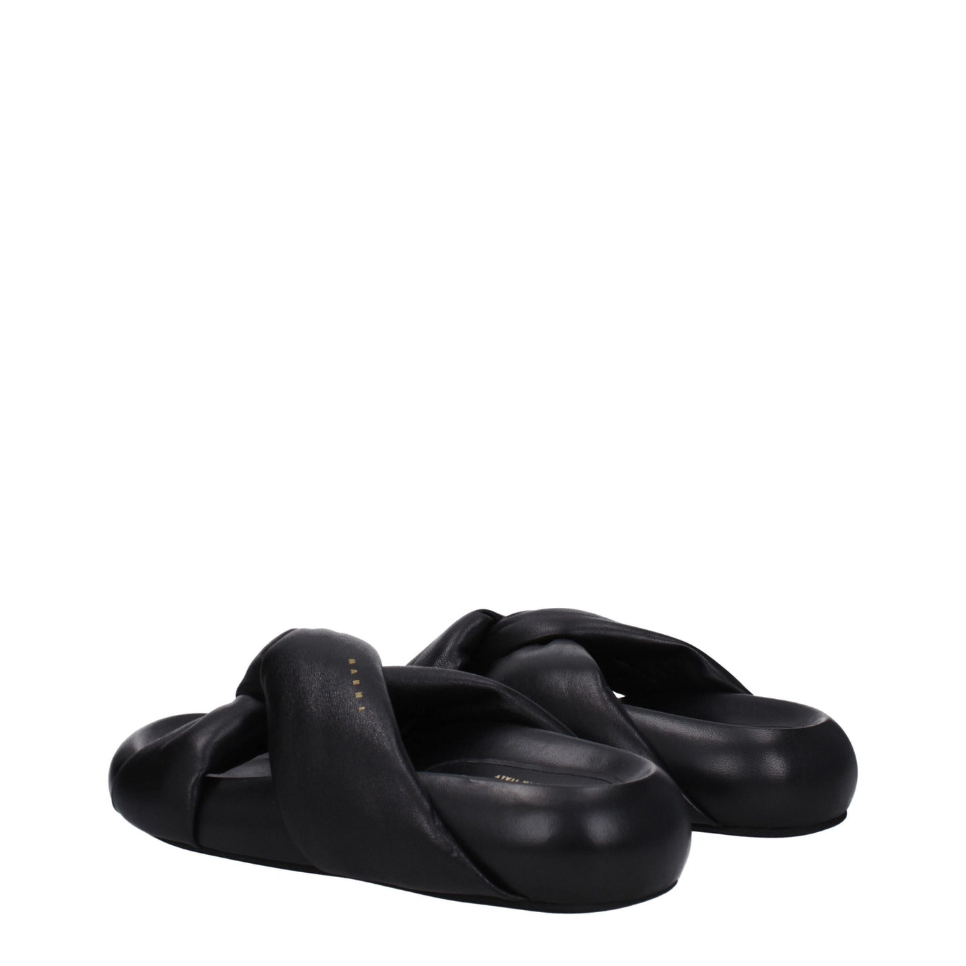 Sandales chaussons en cuir noir Marni