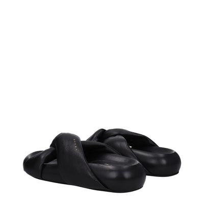 Sandales chaussons en cuir noir Marni
