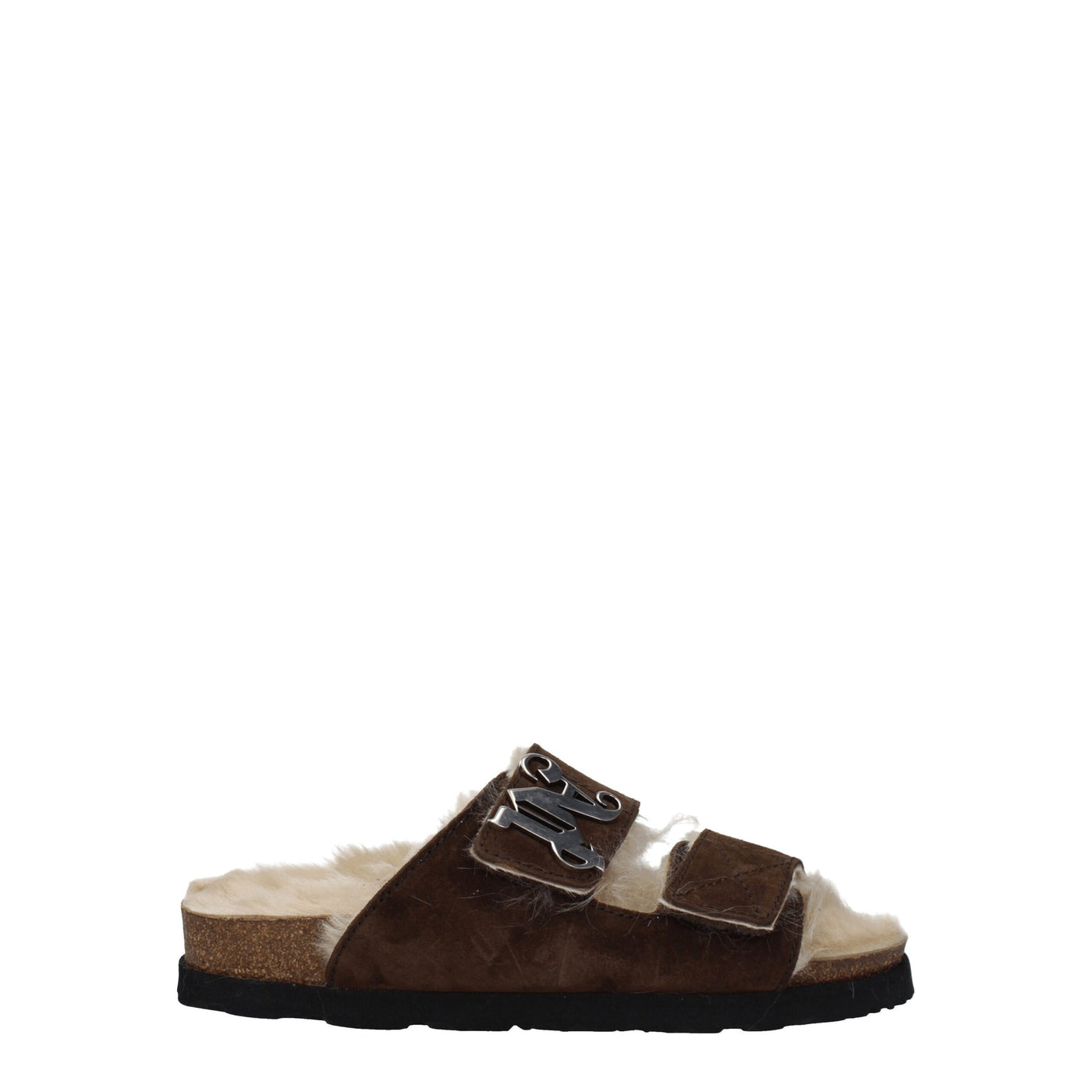 Sandales chaussons en cuir marron Palm Angels