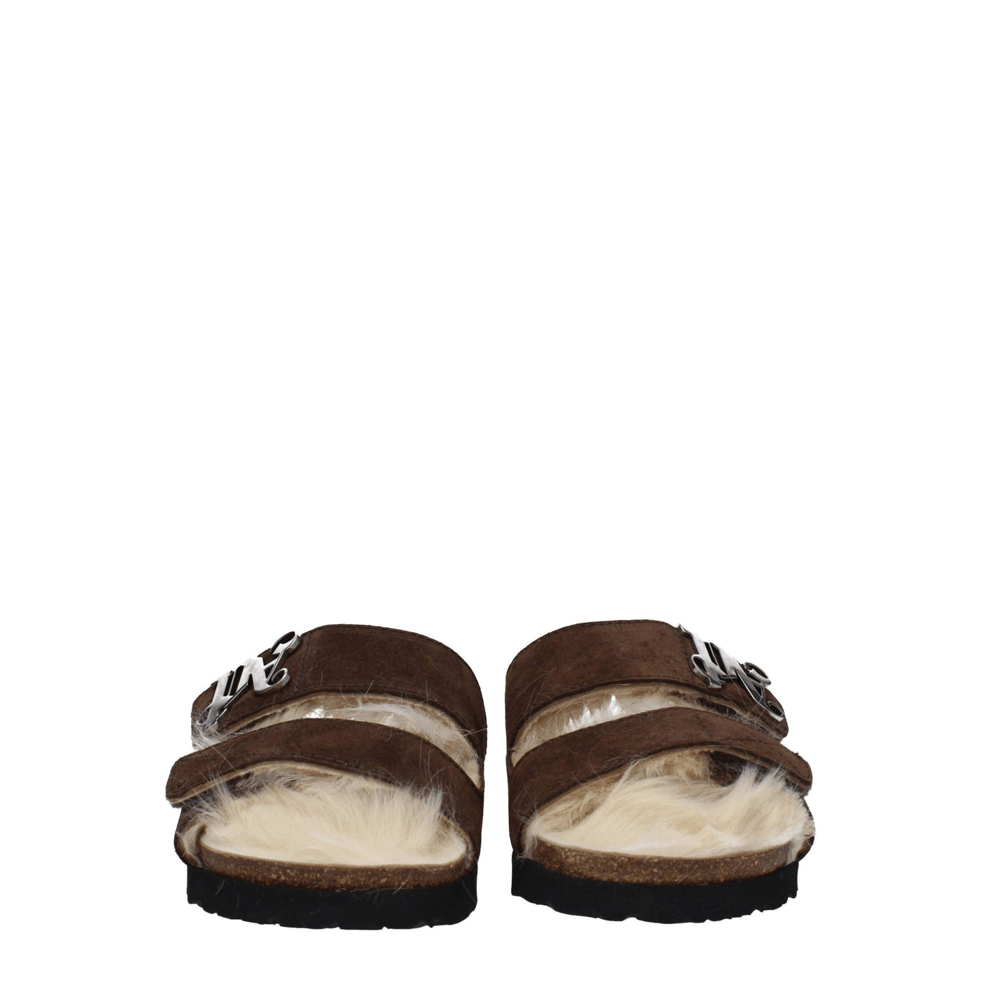 Sandales chaussons en cuir marron Palm Angels