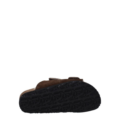 Sandales chaussons en cuir marron Palm Angels