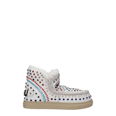 Mou White Leather Ankle Boots