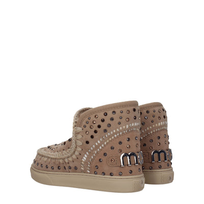 Mou Beige Leren Enkellaarsjes