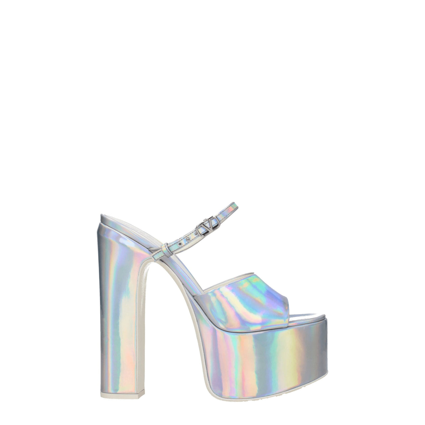 Plateformes en cuir gris Valentino Garavani