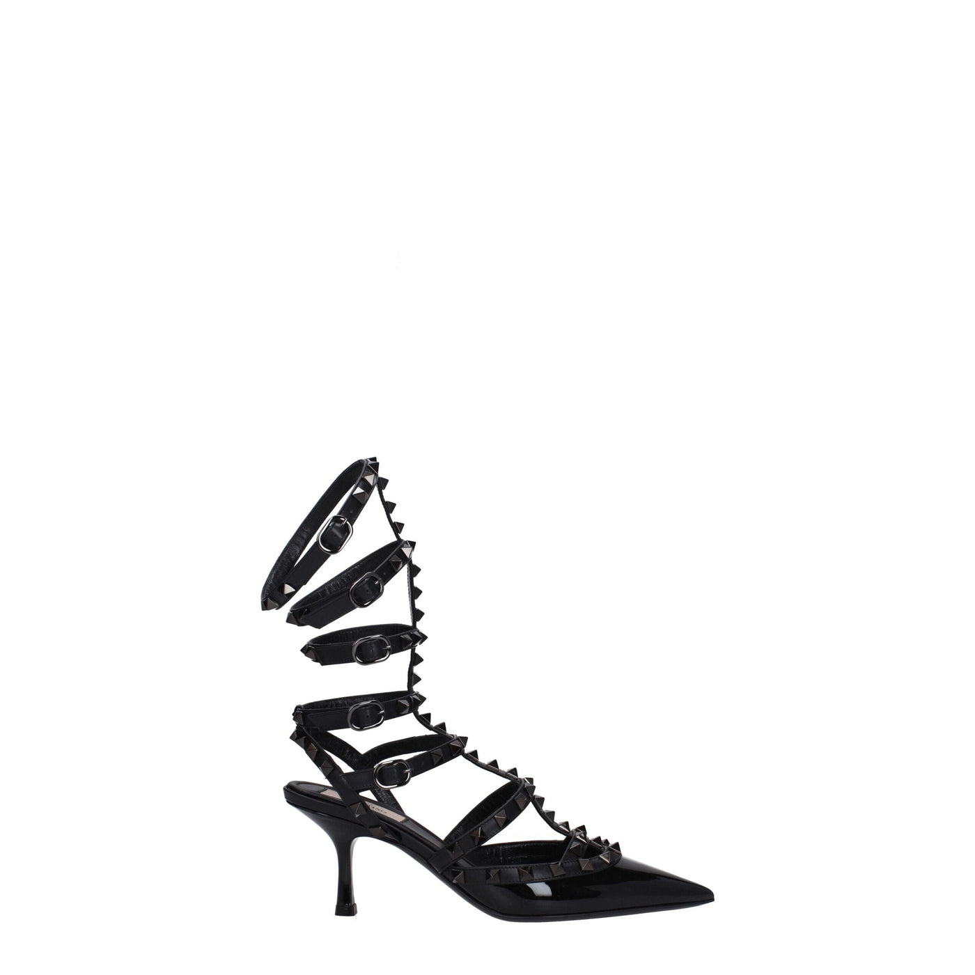 Sandales à talons aiguilles en cuir noir Valentino Garavani