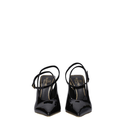 Sandales en cuir noir Valentino Garavani