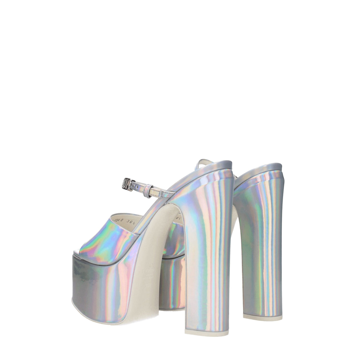 Plateformes en cuir gris Valentino Garavani