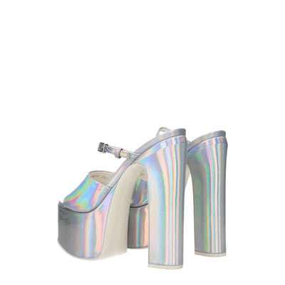 Plateformes en cuir gris Valentino Garavani