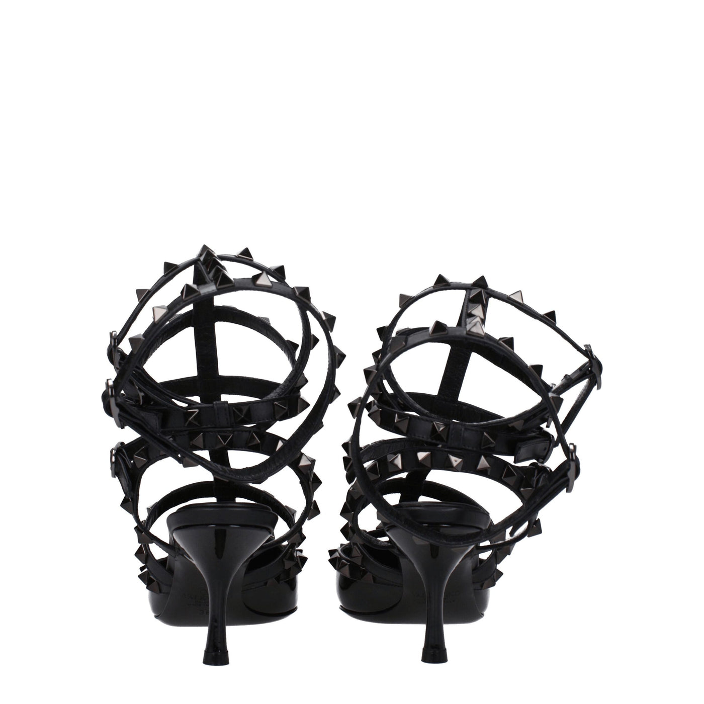 Sandales à talons aiguilles en cuir noir Valentino Garavani