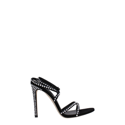 Sandales à talons aiguilles en cuir noir Paris Texas