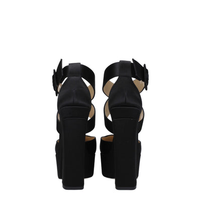 Jimmy Choo Black Satin Platforms