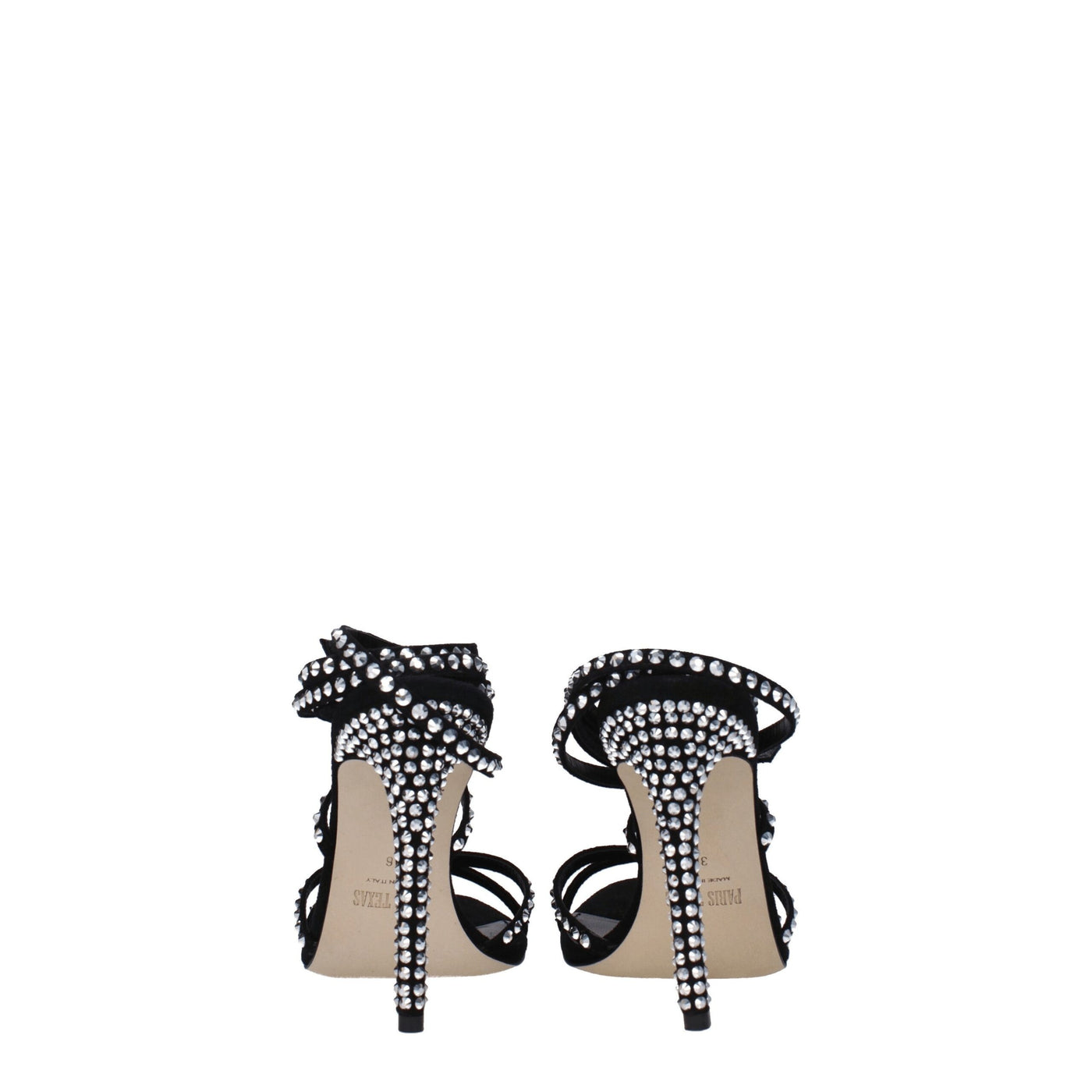 Sandales à talons aiguilles en cuir noir Paris Texas