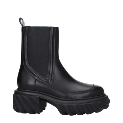 Off-White zwarte leren enkellaarsjes