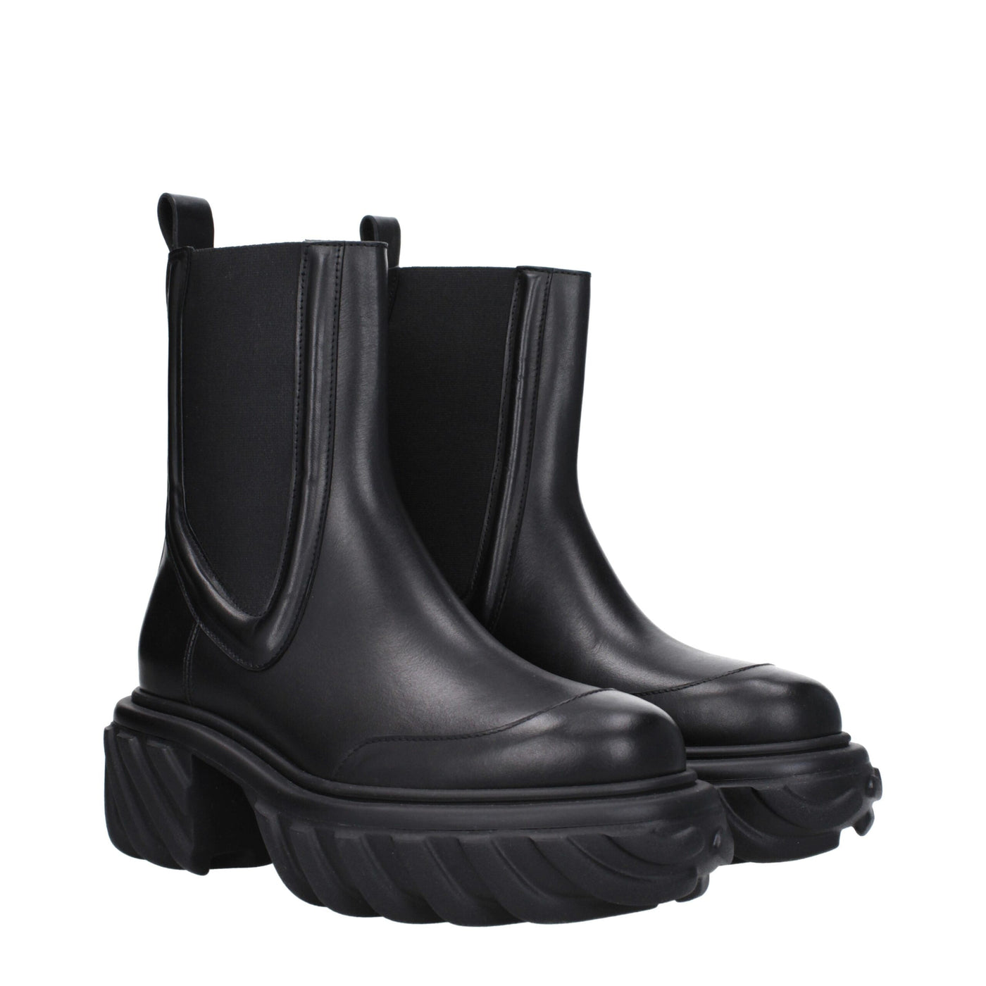 Off-White zwarte leren enkellaarsjes