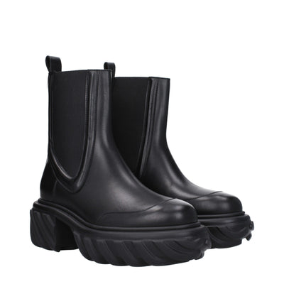 Off-White zwarte leren enkellaarsjes