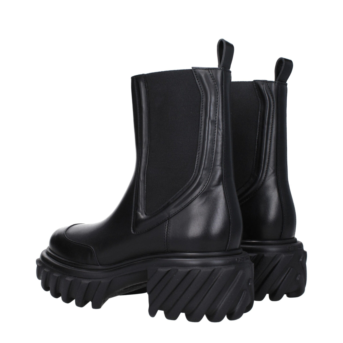 Off-White zwarte leren enkellaarsjes