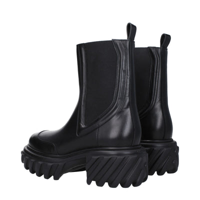 Off-White zwarte leren enkellaarsjes