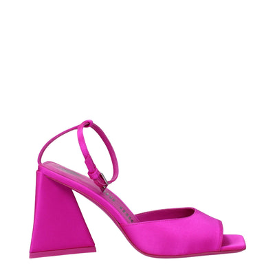 Sandales à talons aiguilles en satin rose Attico