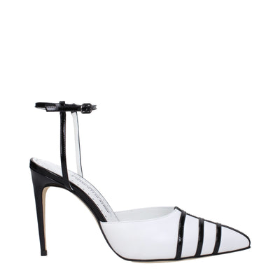 Sandales à talons aiguilles en cuir blanc Manolo Blahnik