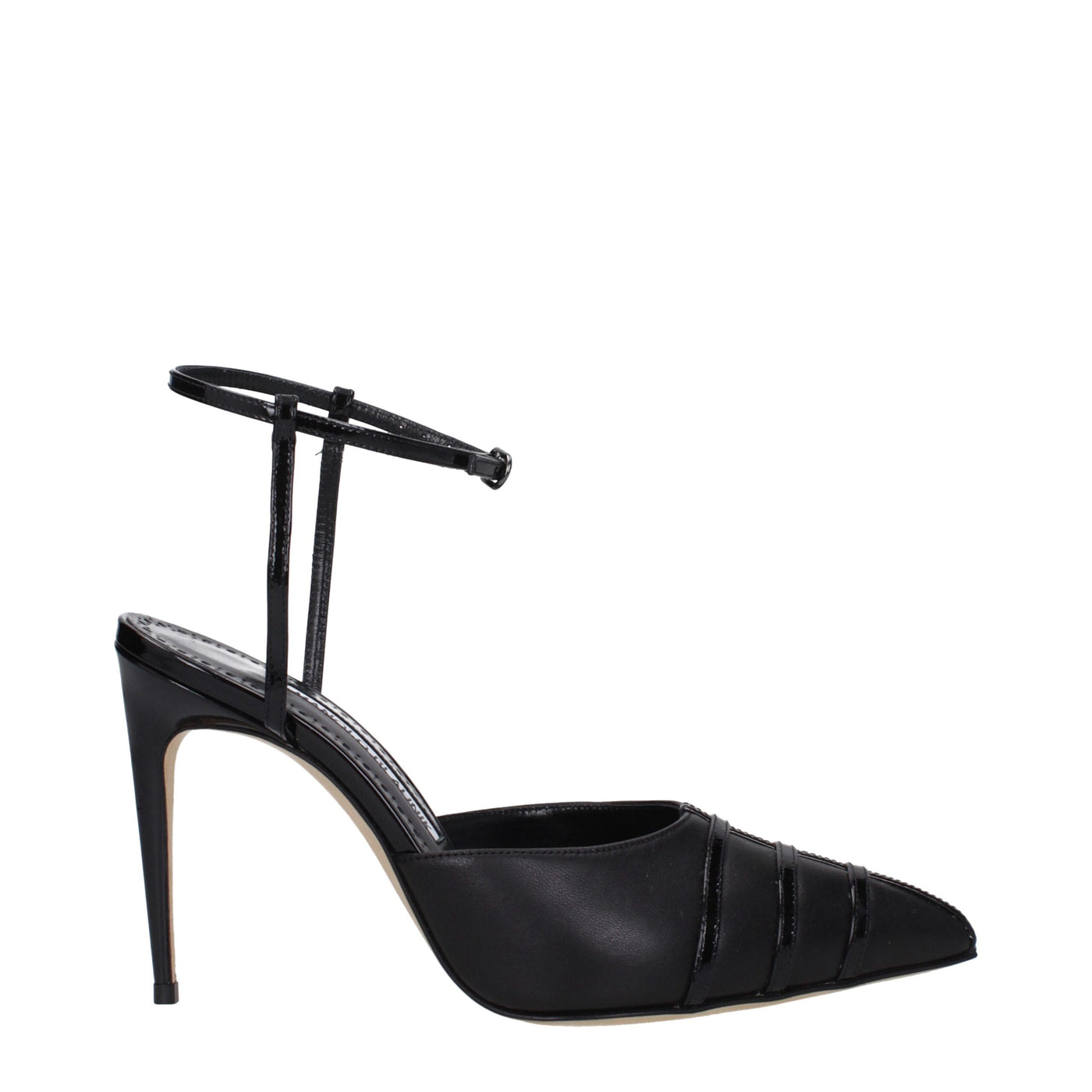 Escarpins à talons hauts en cuir noir Manolo Blahnik