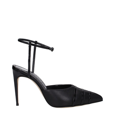Escarpins à talons hauts en cuir noir Manolo Blahnik