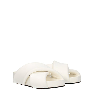 Sandales chaussons en cuir blanc Jil Sander