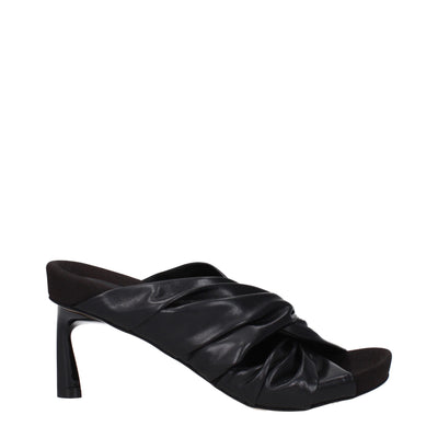 Stella McCartney Black Leather Stiletto Heels Sandals