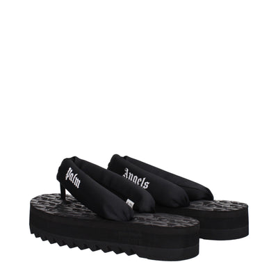 Palm Angels Black Fabric Flip-Flop Sandals