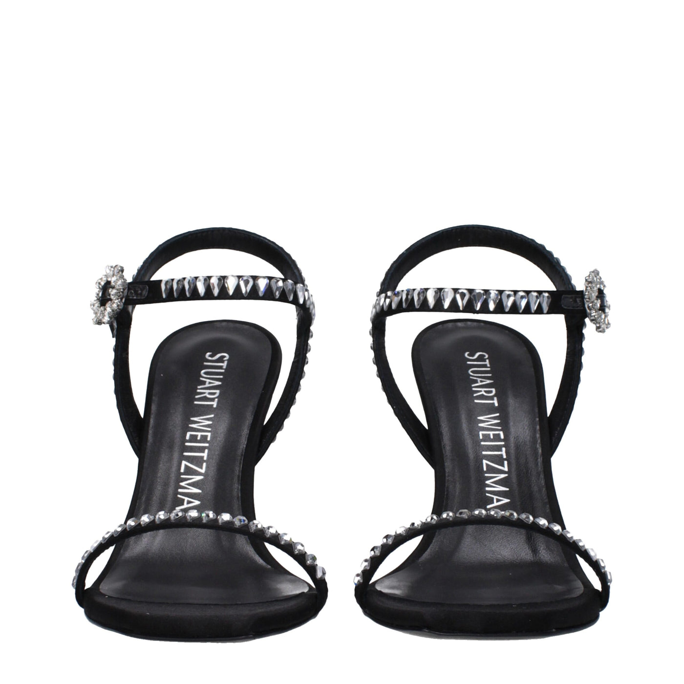 Stuart Weitzman Black Satin Stiletto Heels Sandals
