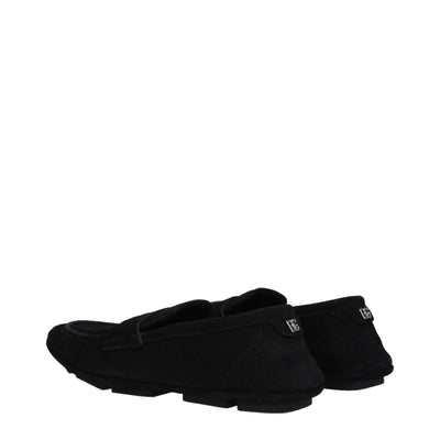 Dolce & Gabbana Black Leather Slip-On Loafers