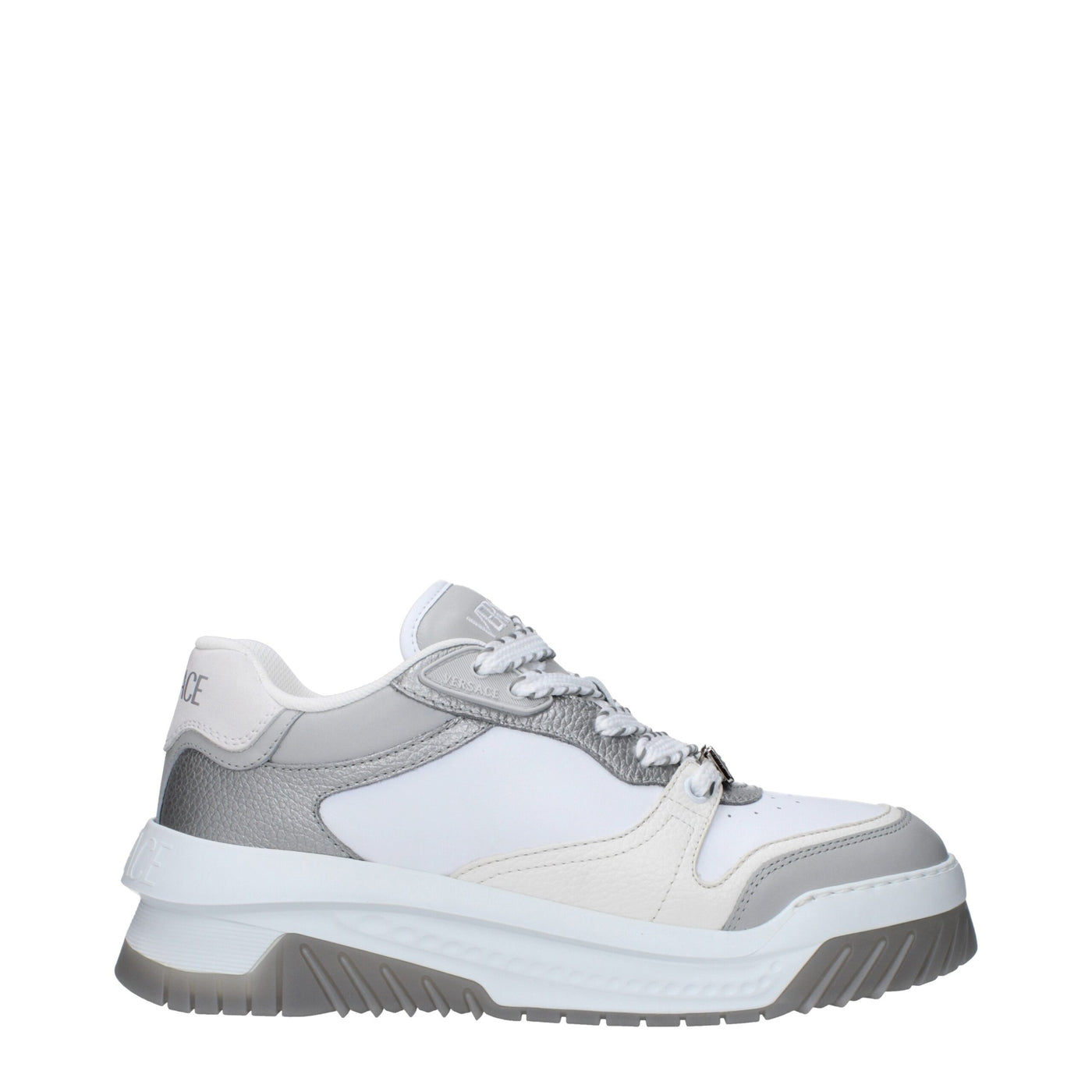 Baskets épaisses en cuir blanc Versace