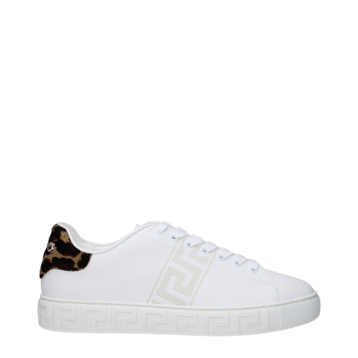 Baskets basses en cuir blanc Versace