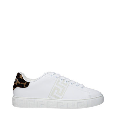 Baskets basses en cuir blanc Versace