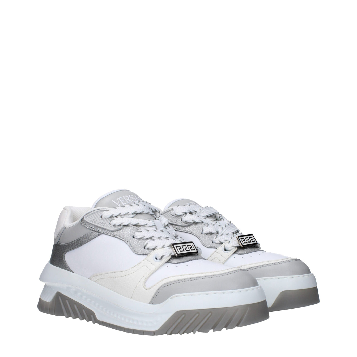 Baskets épaisses en cuir blanc Versace
